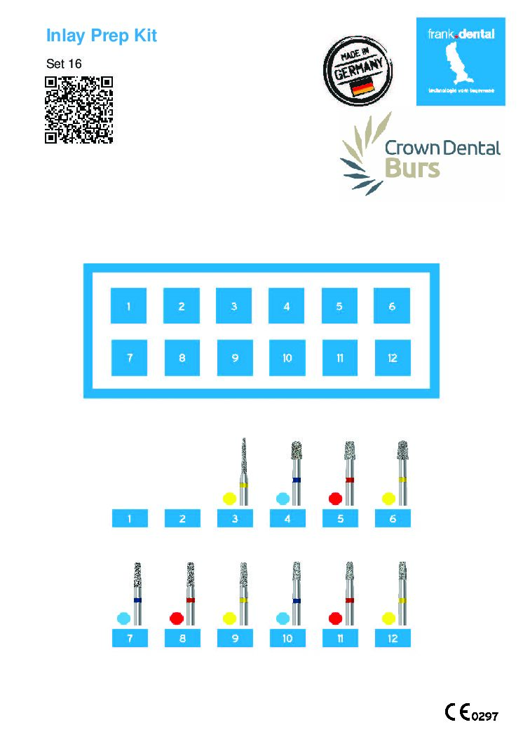 Frank Dental Set 16 Inlay and Onlay Preparation Kit
