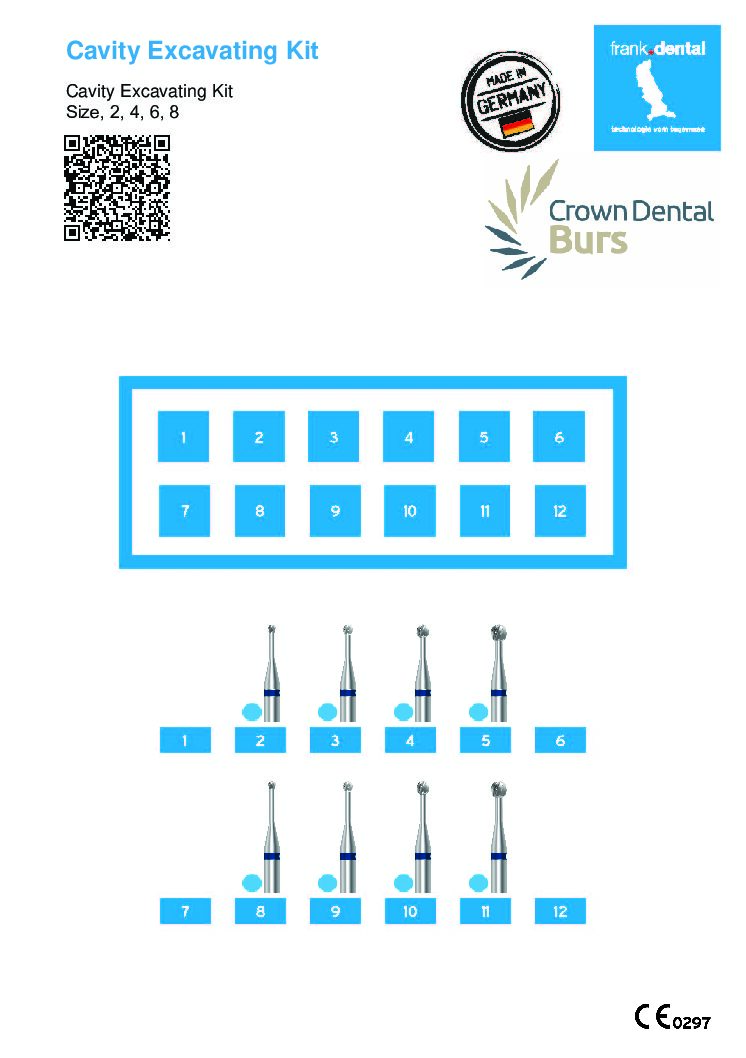 Cavity Excavating Kit Size, 2, 4. 6. 8