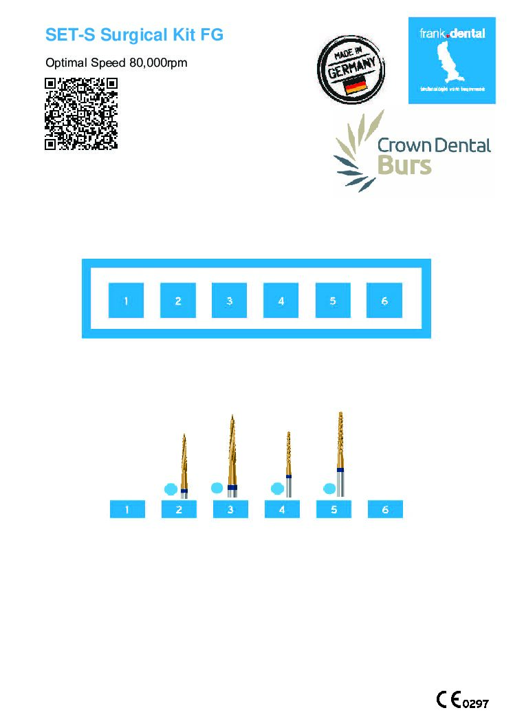 SET-S FGXL/FGXXL - SET-S Oral Surgery Zirconia coated surgical burs for the fast handpieces 25mm and 30mm